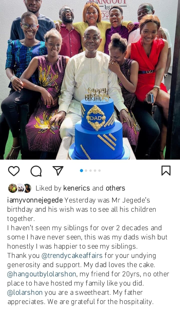 Yvonne Jegede and siblings fulfil their father’s wish on his birthday