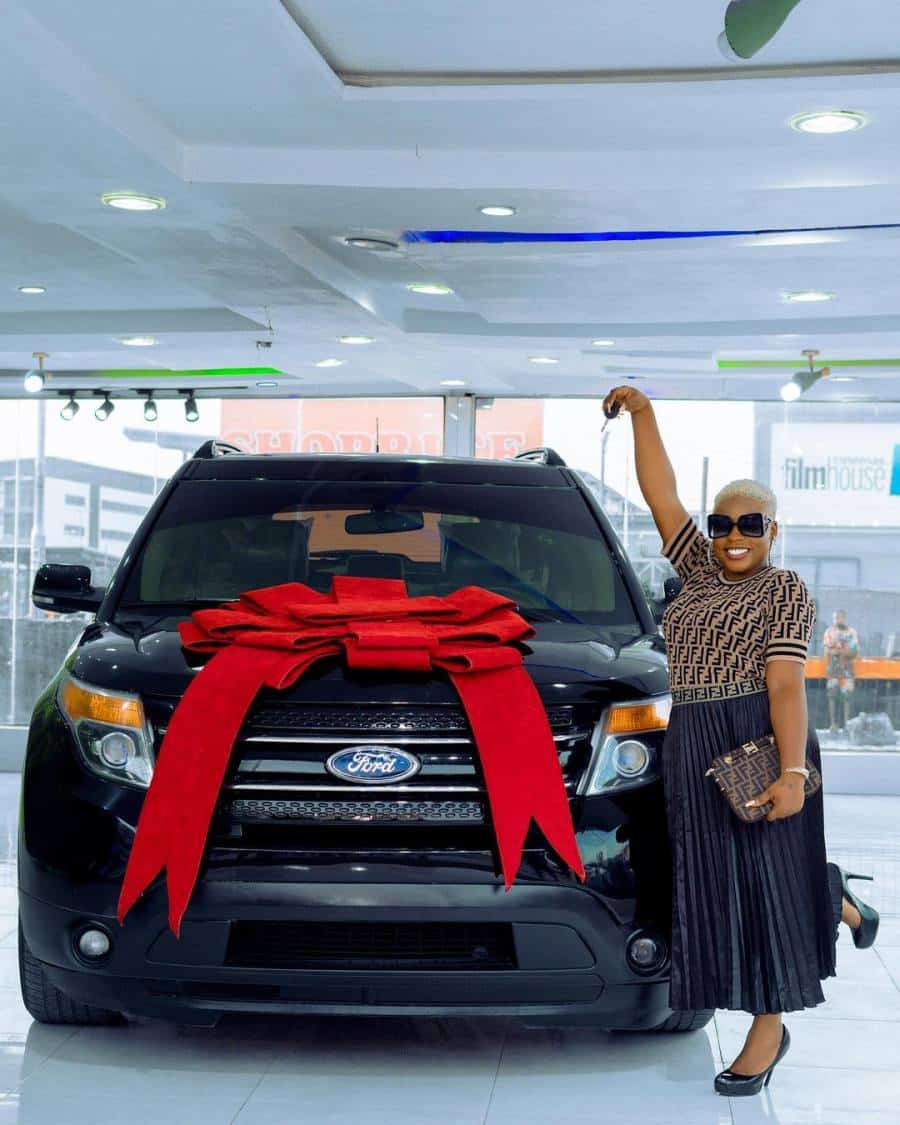 Mr Ibu showers daughter with prayers as she acquires new car (Video)