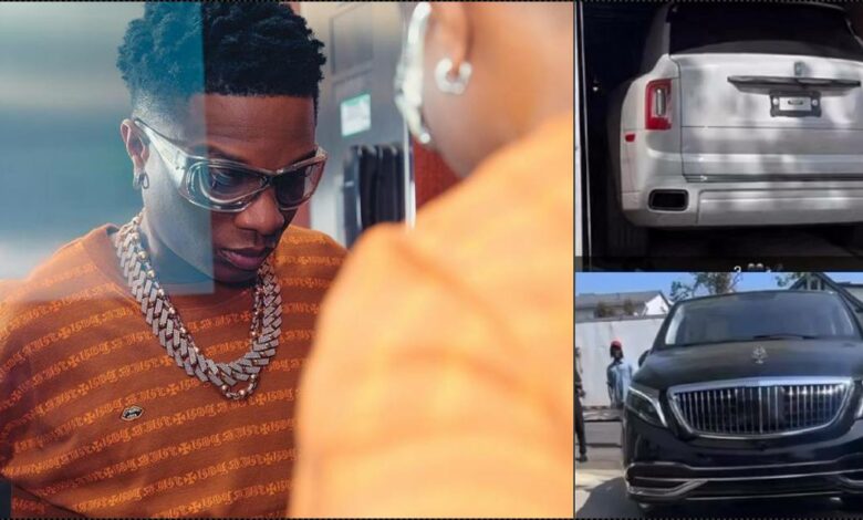 Wizkid takes delivery of two new cars, Rolls Royce Cullinan, Maybach Bus