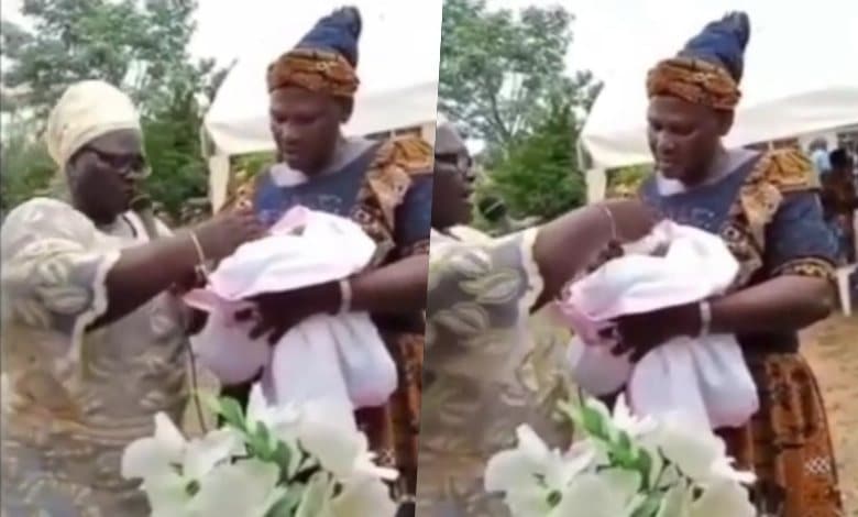 Outrage as woman prays for newborn baby to be part of those to embezzle money in Nigeria (Video)