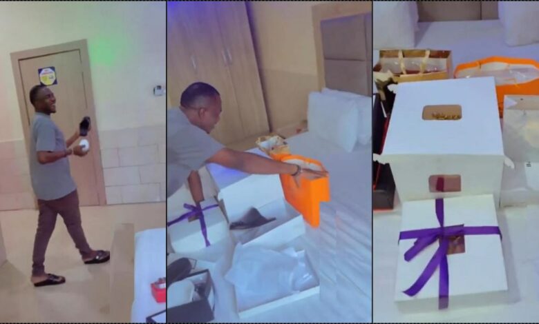 Nigerian lady surprises boyfriend with loads of birthday gift (Video)