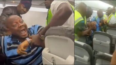 Passenger dragged off plane for inciting violence, saying 'Tinubu cannot be sworn in' (Video)