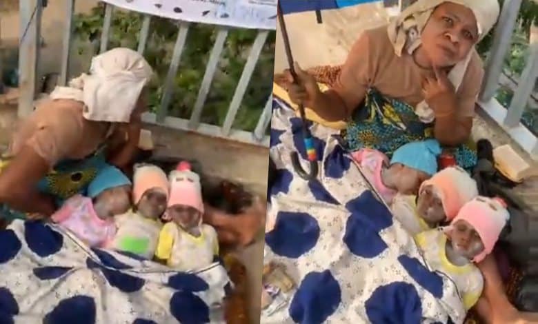 Triplet mother arrested over refusal to quit begging after receiving over a million naira aid (Video)