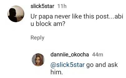 Jay Jay Okocha’s daughter replies man who implied she blocked her father to post racy photos