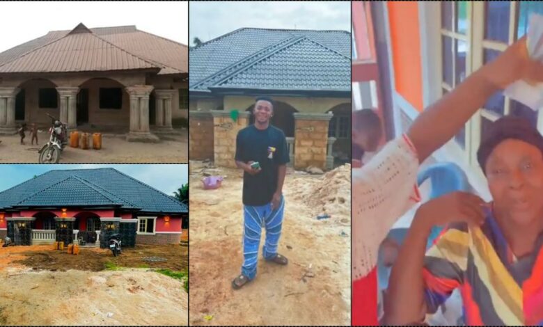 Mother overjoyed as son fulfills promise of completing her house (Video)