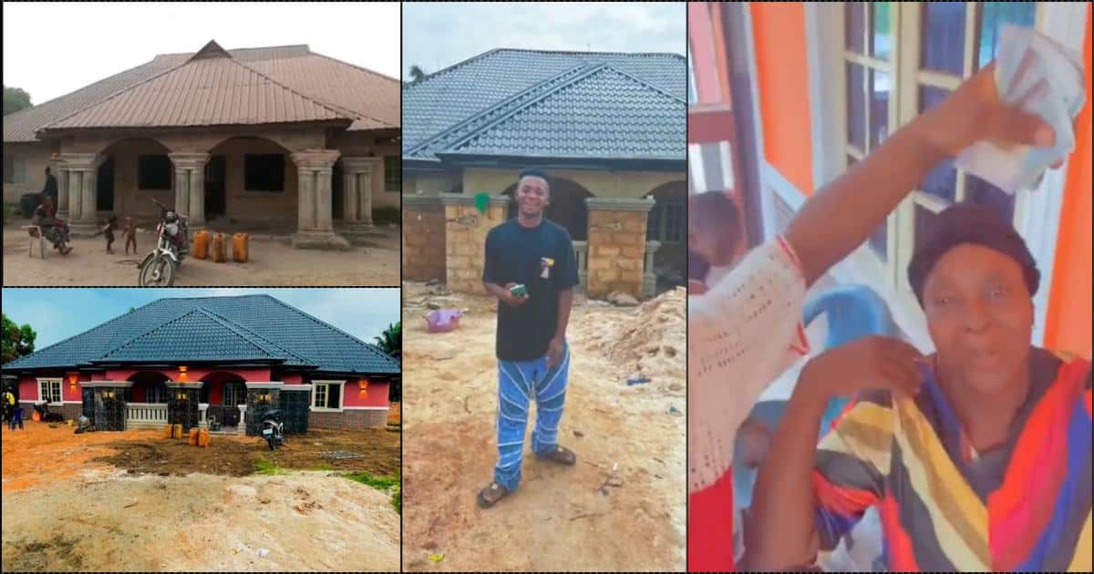Mother overjoyed as son fulfills promise of completing her house (Video)