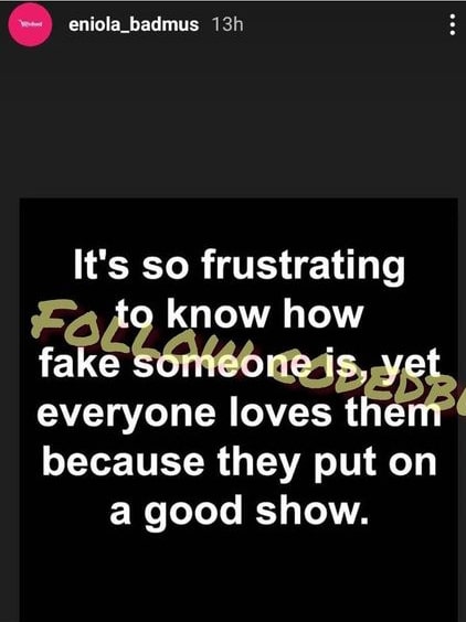 Reactions trail Eniola Badmus' crpytic post on Instagram