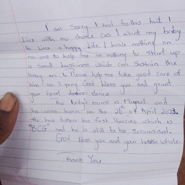 "I'm sorry I had to do this" — Mother abandons baby, leaves note