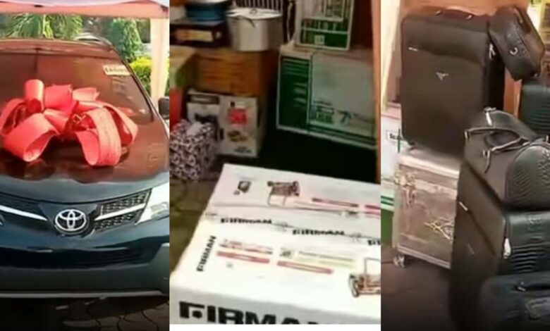 Marry into a rich family" – Man advises as he shows off cars, other gifts given to husband by wife's family
