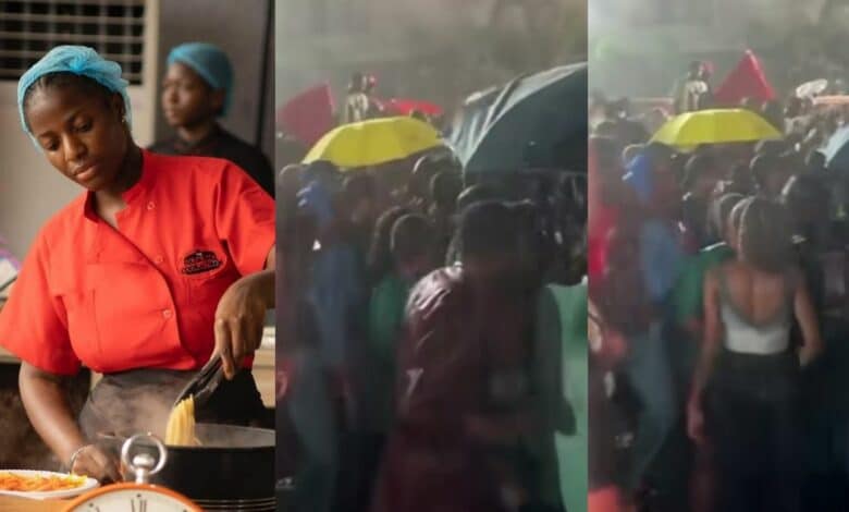 Nigerians stand in rain to cheer Hilda Baci as she breaks Guinness World Record for marathon cooking