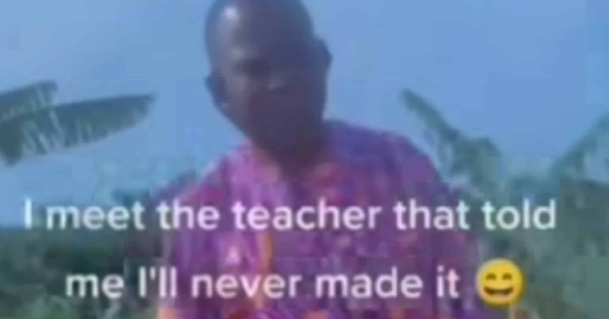 "You go trek tire" – Man in car mocks former teacher that told him he can never make it (Video)