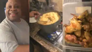 "Daddy Hilda" – Netizens drool as Governor Adeleke shows of his superb culinary skills