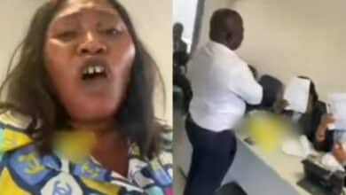 Lady creates scene at bank after over N3 million reportedly vanished from her account (Video)