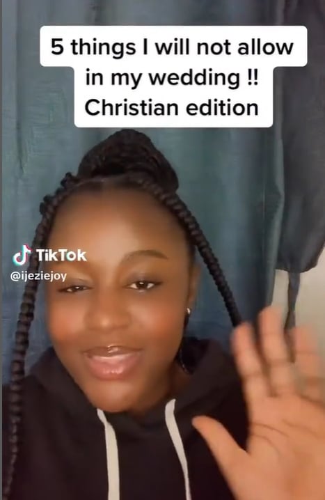 Young Nigerian Christian lady lists five things she won't be allowing at her wedding