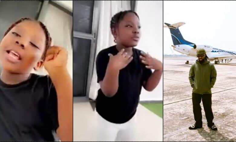 "First class or nothing" — Timaya's daughter reveals why she can't fly economy or business class (Video)