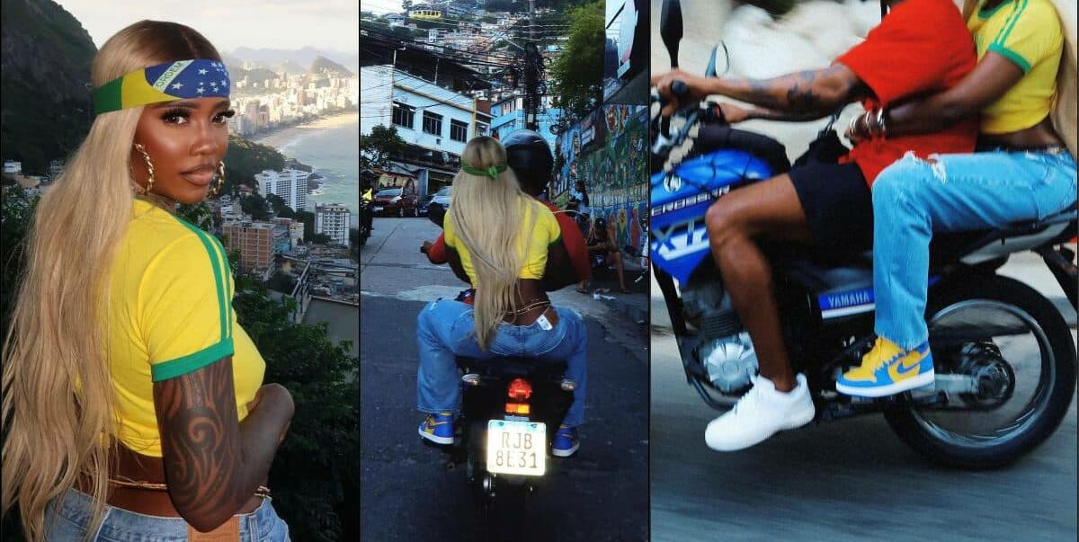 Blaq Bonez, Poco Leee, others react as Tiwa Savage rides on bike in Brazil (Video)