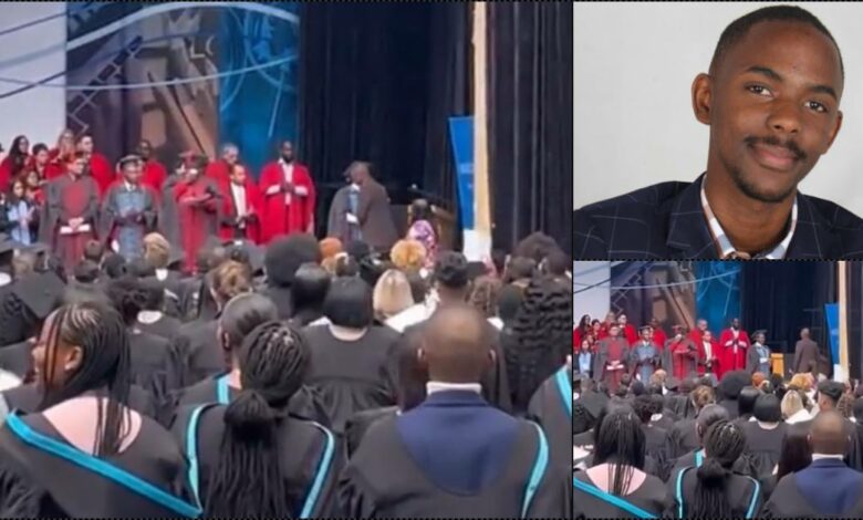 Emotional moment father receives certificate for son who died a day before graduation (Video)