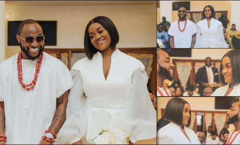 Pictures from Davido and Chioma's marriage ceremony surfaces online