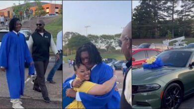 Man burst in tears as he receives new car as graduation gift from parents (Video)