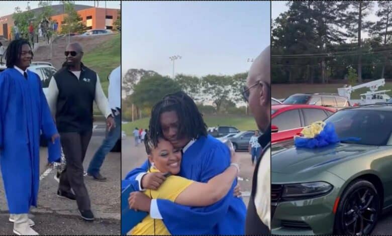 Man burst in tears as he receives new car as graduation gift from parents (Video)