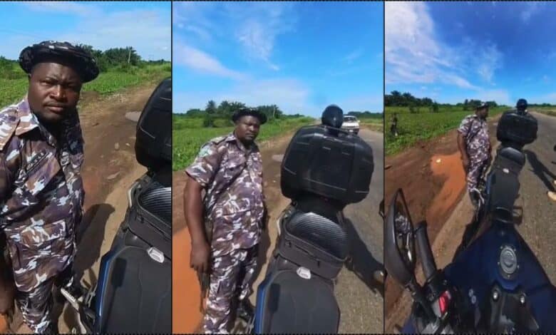 "Do us a favour, delete it" — Nigeria police begs biker after spotting security camera (Video)