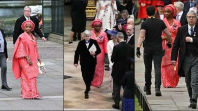 Elegantly dressed Nigerian woman, Eva Omaghomi stands out at coronation of King Charles