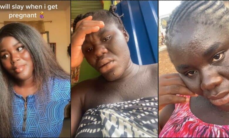 Lady who vowed to slay left in shock following pregnancy transformation (Video)