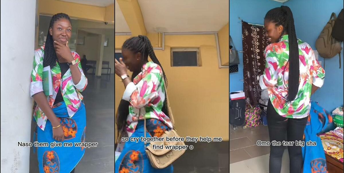 Embarrassing moment lady's trouser tears in class, goes home with wrapper (Video)