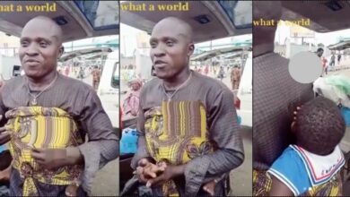 Man whose wife abandoned causes stir as he's seen backing child (Video)