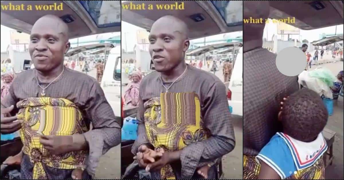 Man whose wife abandoned him, causes stir as he’s seen backing child (Video)