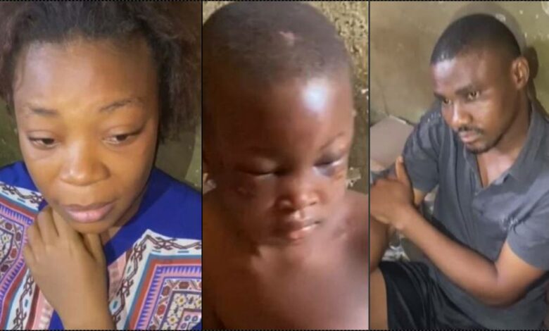 Anambra couple arrested for brutalizing 9-yr-old house help with pestle, knife (Video)