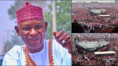 Stage collapses during swearing-in of Kano State's governor, Yusuf Abba (Video)