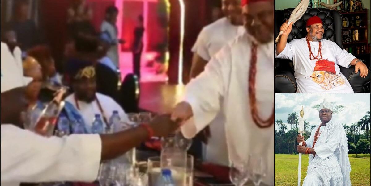 "Pete Edochie disrespected the king” — Veteran actor bashed for handshake with Ooni of Ife (Video)