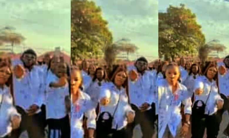 graduating students do many trending dance moves together on their signing out wears, video trends on tiktok