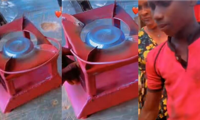 Moment teenager melts hearts with innovative gas stove running without a cylinder (video)