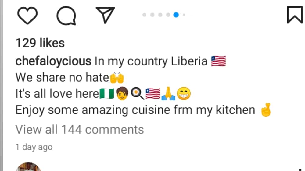 Liberian chef comment
