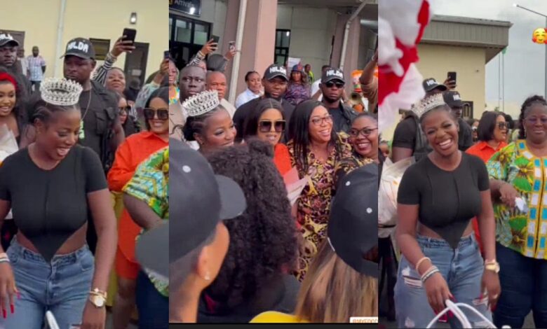 Mammoth crowd troop out in Akwa Ibom to welcome Hilda Baci and her mum
