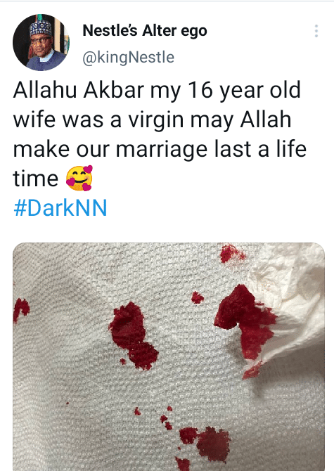 My 16-year-old wife was a virgin - Man says as he shares a PHOTO of blood-stained bedsheet