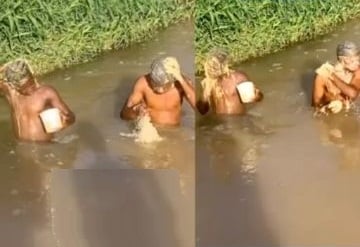 Young men bathing in river with special soap sparks speculations (Video)