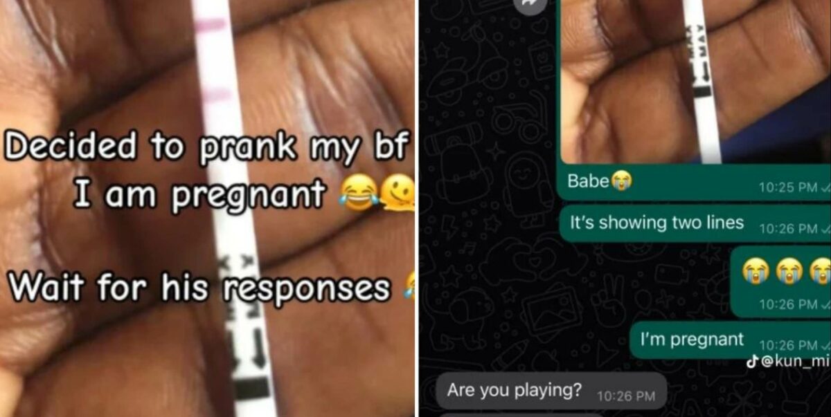 "I'm still small; you must remove it" – Drama ensues as lady pranks boyfriend with pregnancy