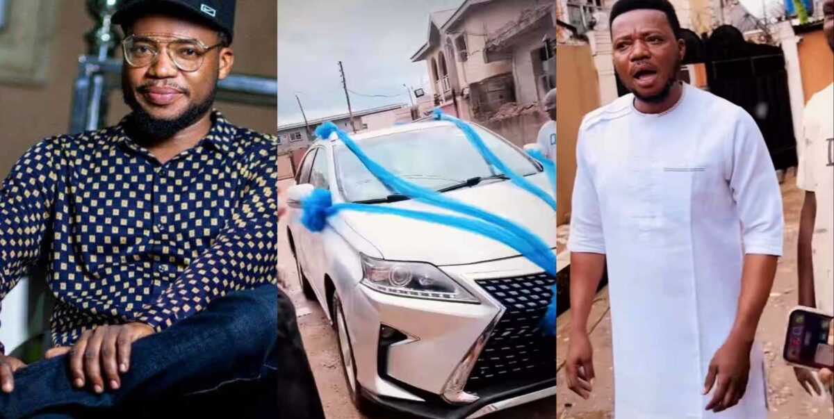 "My queen has done it again" – Ayo Olaiya dumbstruck as wife surprises him with new car (Video)