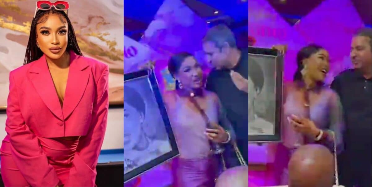 Speculations as Tonto Dikeh flaunts mystery man at 38th birthday party (Video)