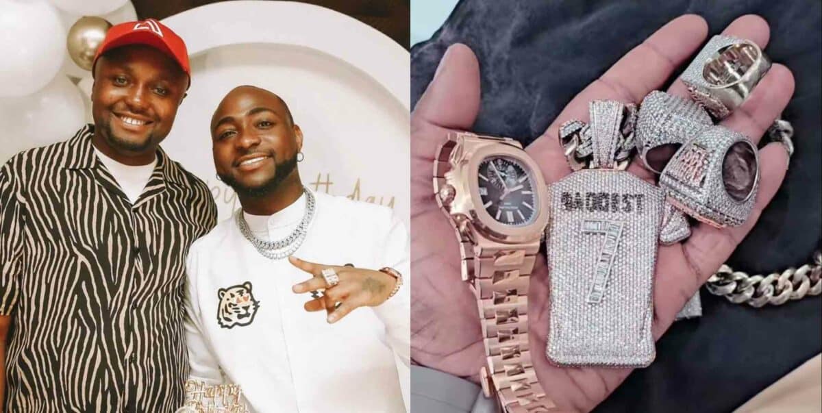 "My oga no dey wear fake" – Israel DMW brags as he shows off Davido's luxury jewelry