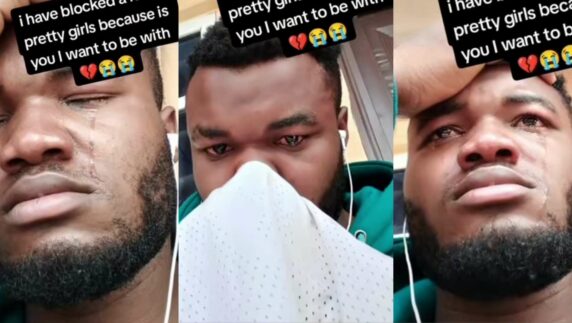 "I blocked pretty girls because of her" – Man weeps bitterly as girlfriend dumps him (Video)