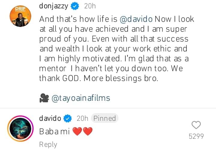 "As a mentor, I didn't let you down" — Don Jazzy heaps praises on Davido (Video)