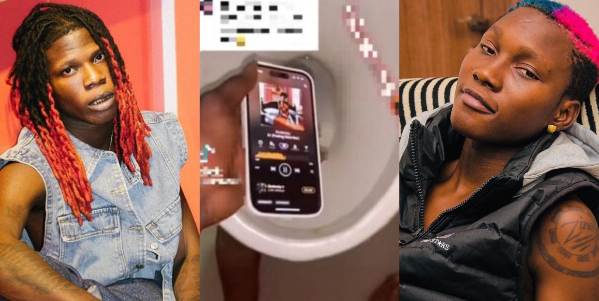 Seyi Vibez' fan drops phone inside toilet because it played Zinoleesky’s song (Video)