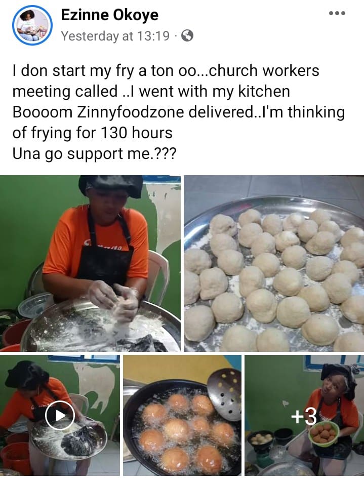 "The sky don full" – Reactions as lady begins 130-hour Fry-a-Thon 