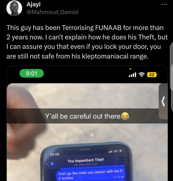 Thief FUNAAB phone door