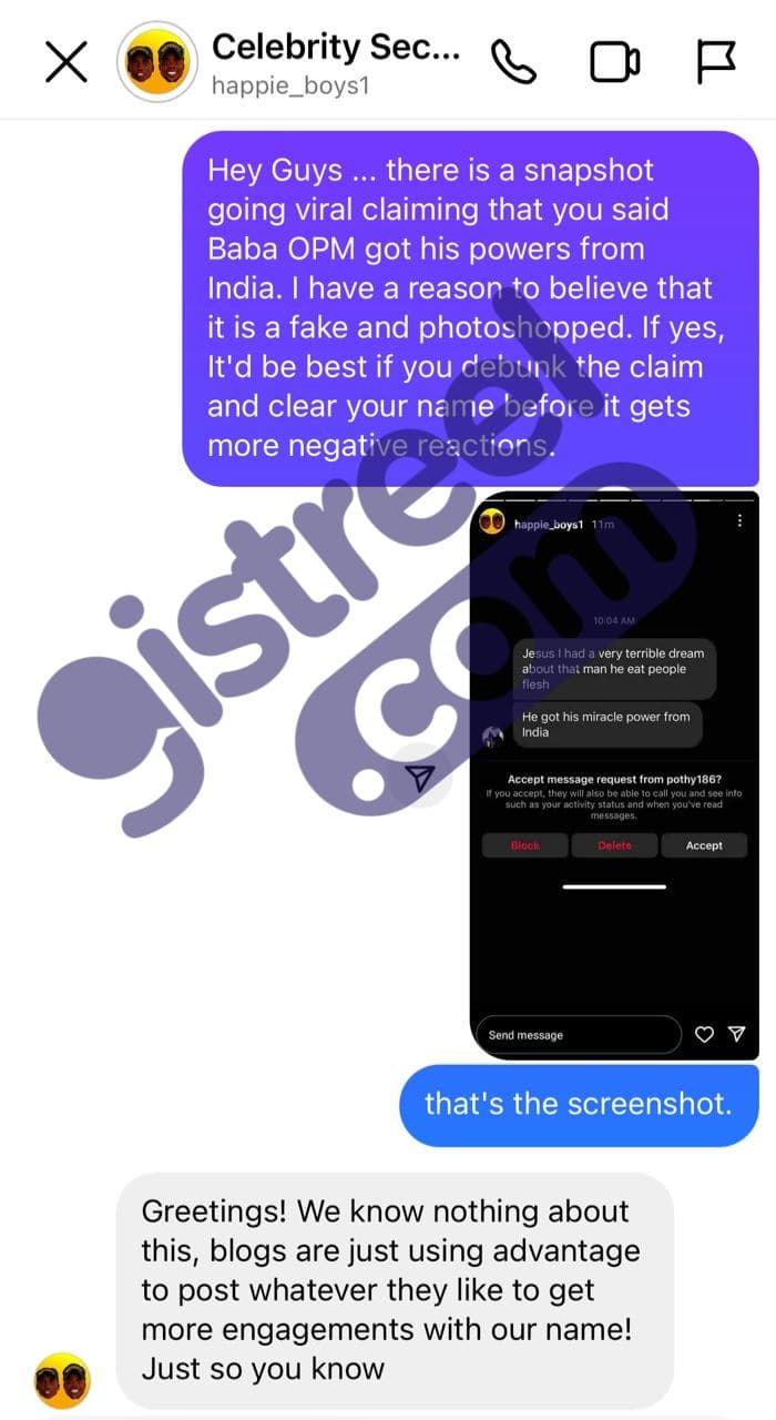 Happie Boys debunk reports about OPM pastor getting power from India