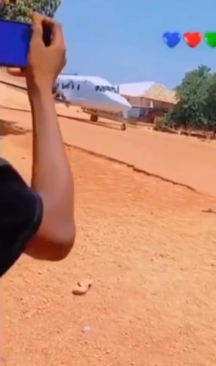 Mammoth crowd as man lands private jet in his village (Video)